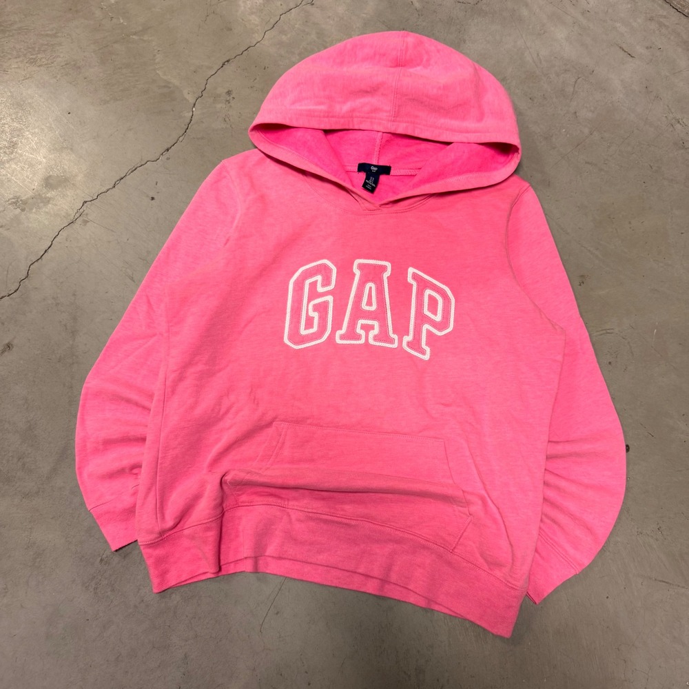 Gap Logo Fleece Hoodie Pink Pullover Sweatshirt Large